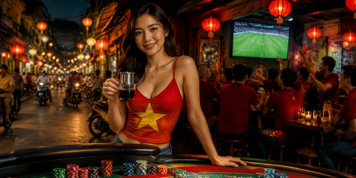 Người dùng tại Hà Nội đăng nhập vào ứng dụng casino trực tuyến trong quán cà phê