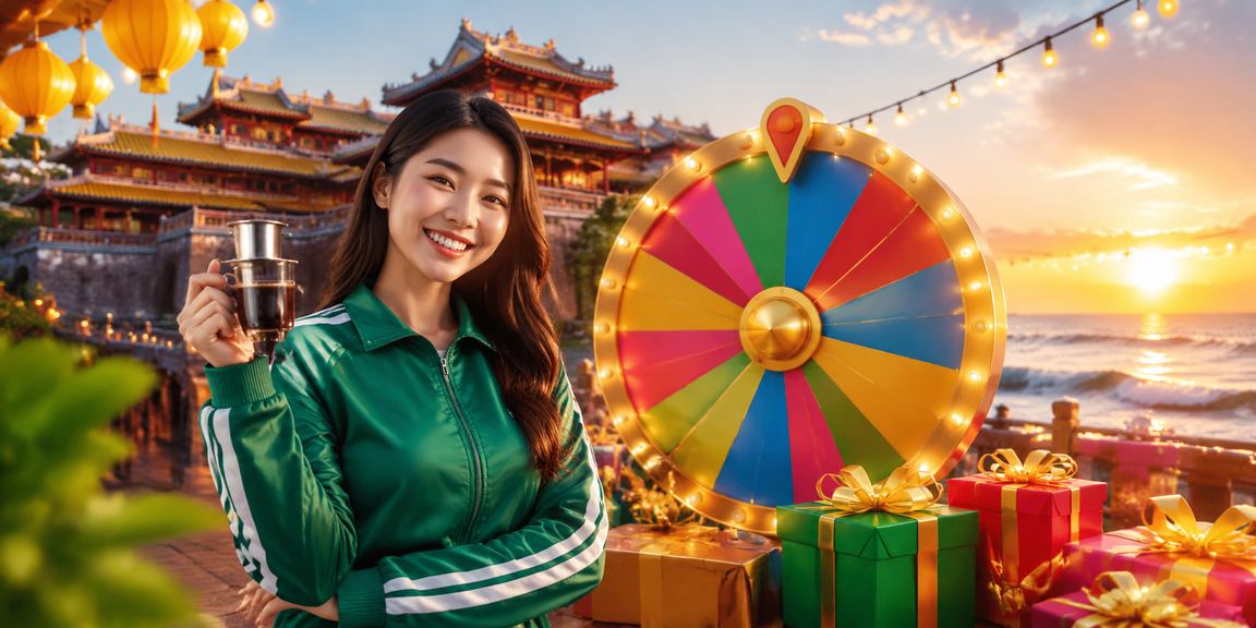 Bàn roulette trong không gian cổ điển Huế với ly cà phê Việt Nam truyền thống
