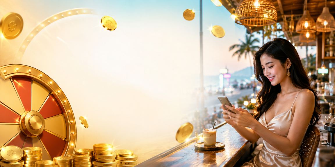 Không khí quay số may mắn tại Vũng Tàu bên quán cà phê ven biển buổi chiều